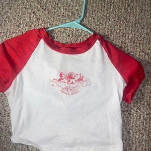 Angel red and white crop top